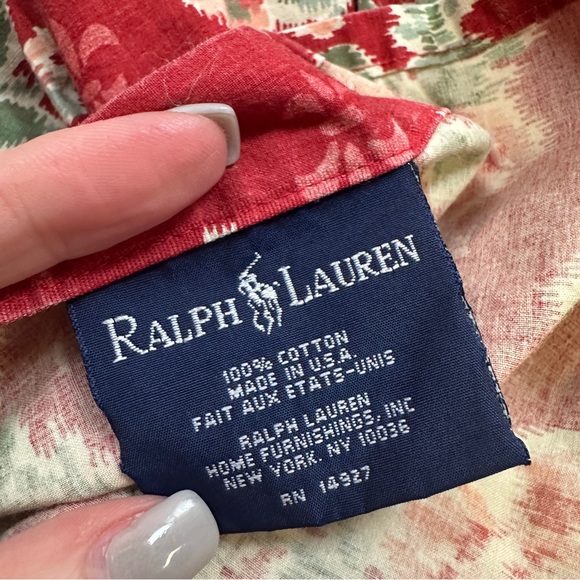 Ralph Lauren Elena Red Floral Full Deep Flat Sheet Ruffle Trim 100% Cotton - Picture 3 of 3